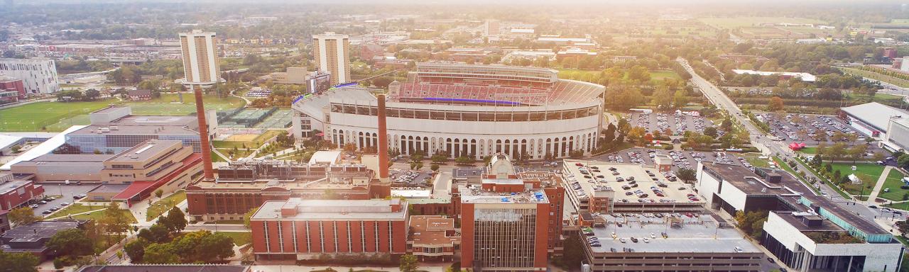 Aerial shot of Ohio State campus