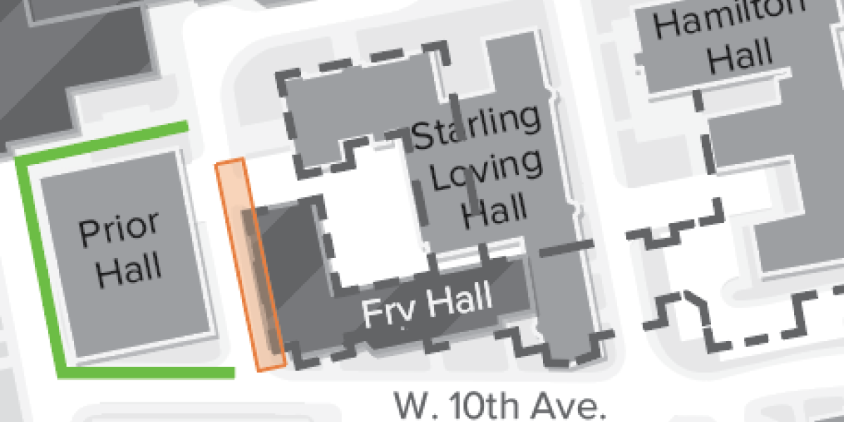 map of sidewalk closure between fry ahll and starling loving hall