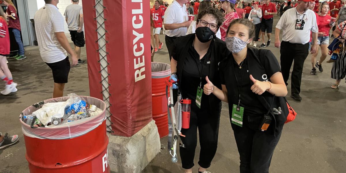 Photo of volunteers inside Ohio Stadium