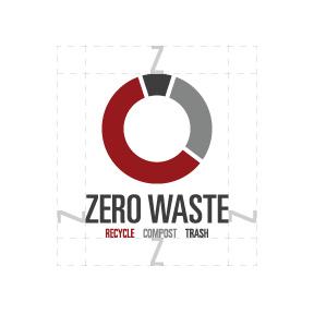 Vertical zero waste graphic with tagline defined by clear space