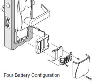 diagram showing four battery configuration for lock